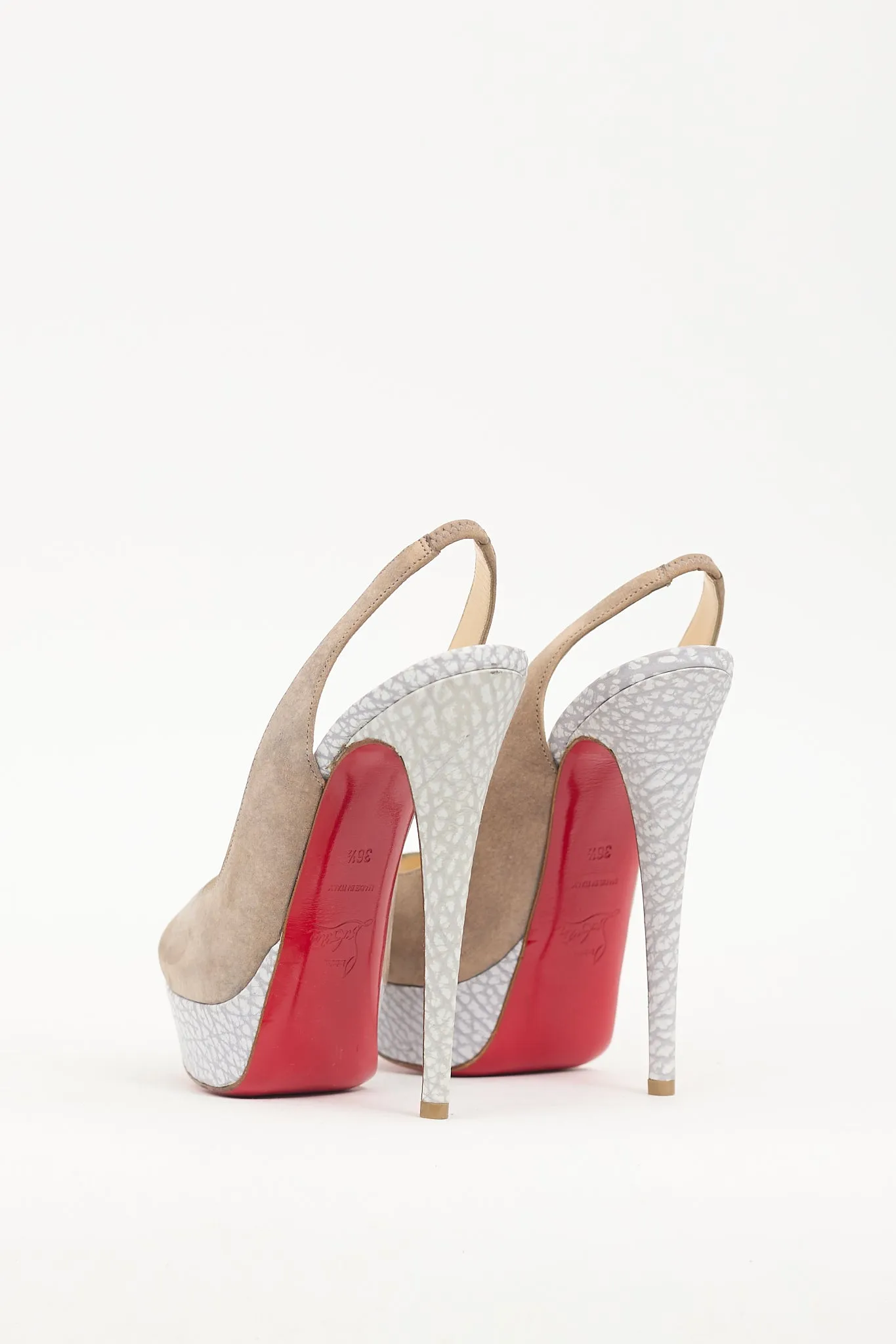 Taupe & Grey Leather Lady Slingback Pump