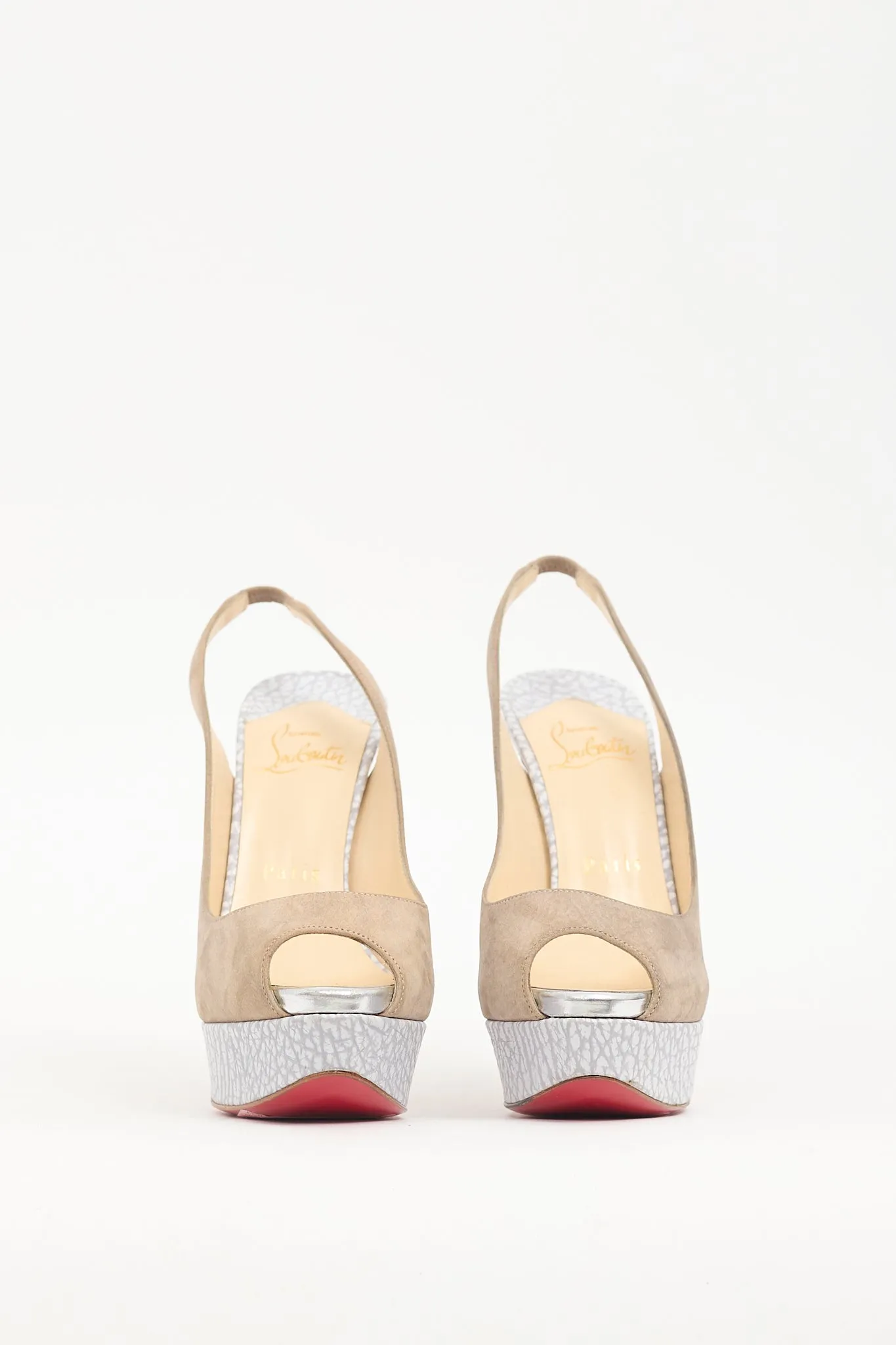 Taupe & Grey Leather Lady Slingback Pump