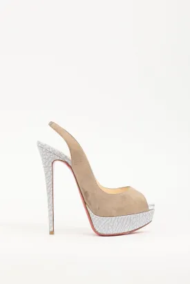 Taupe & Grey Leather Lady Slingback Pump