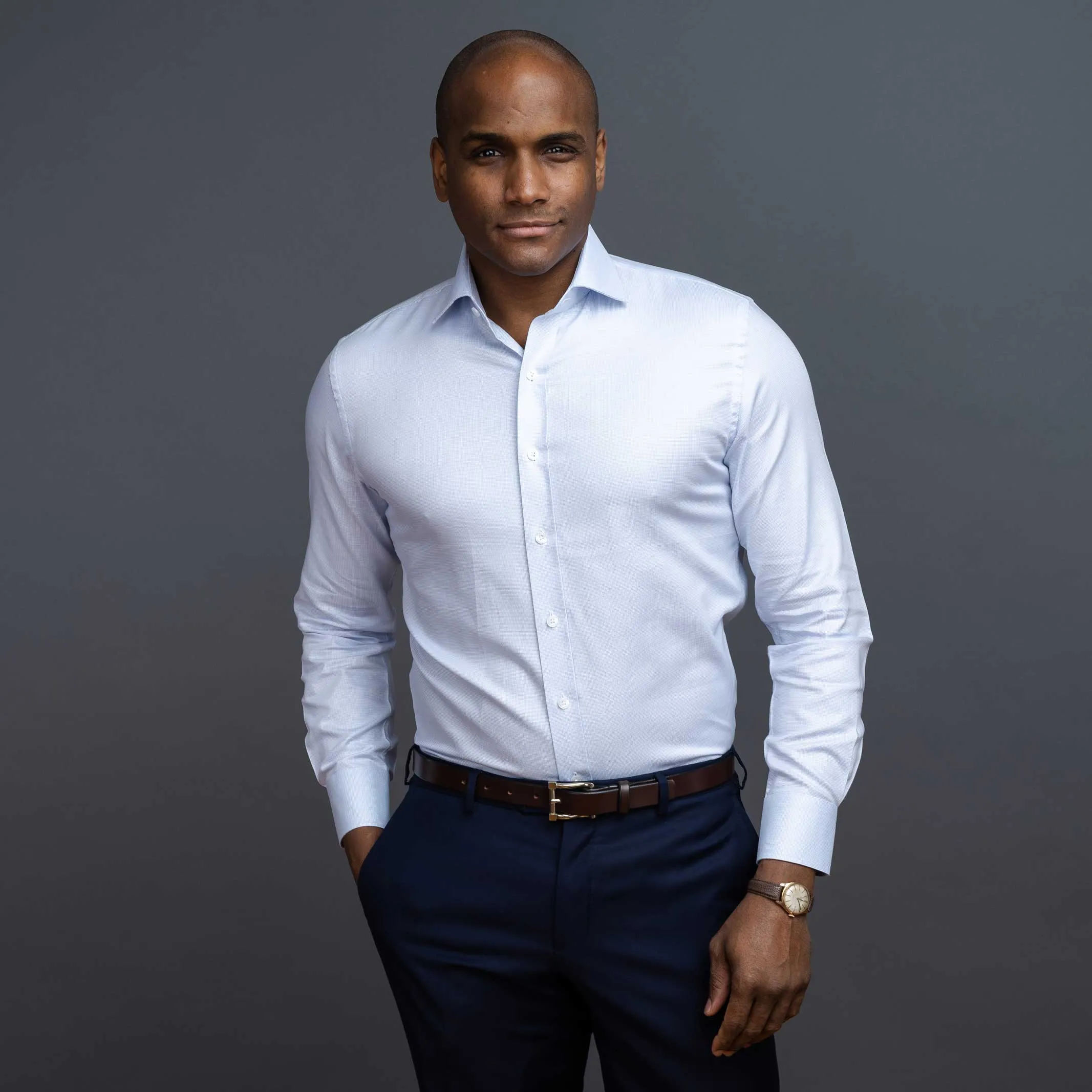 The Light Blue Pelton Royal Oxford Custom Shirt