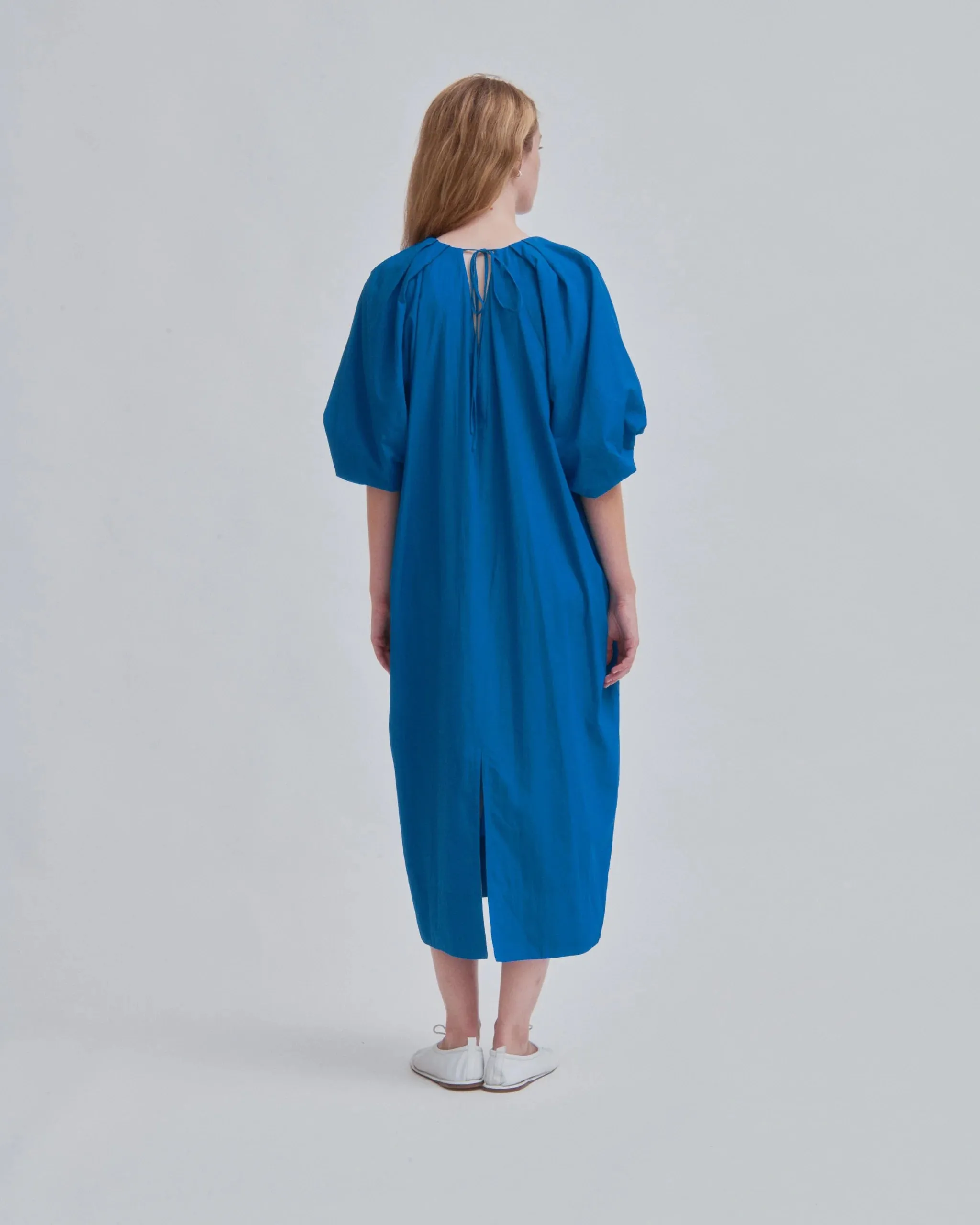 Tucked Cocoon Dress - Cerulean