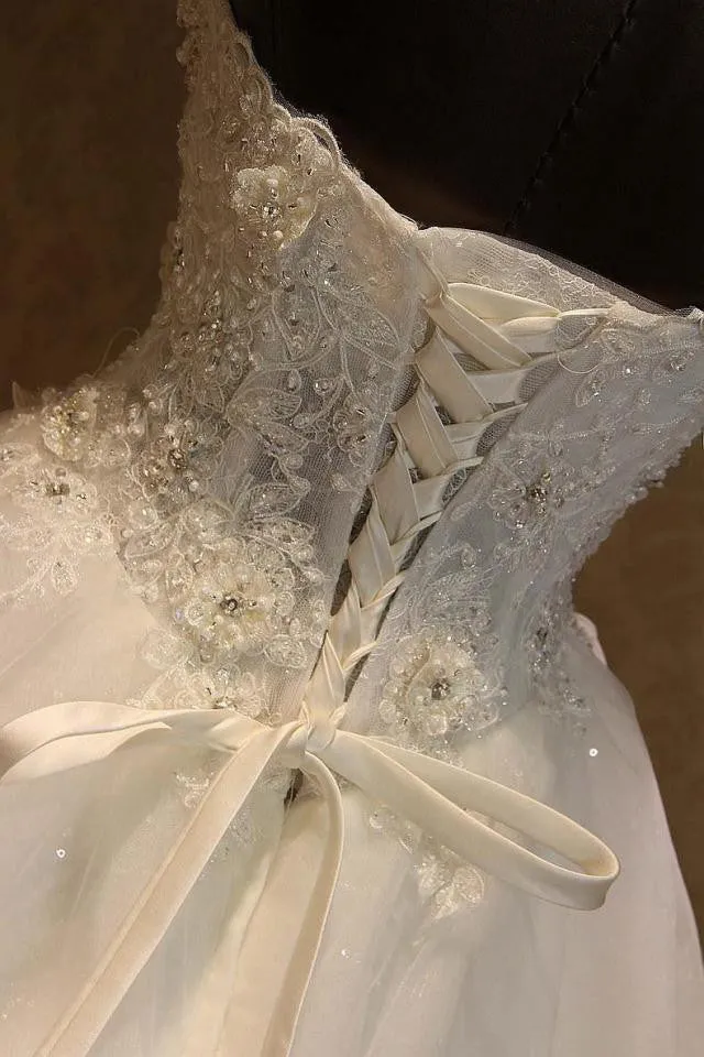 White Lace Wedding Ball Gowns At Bling Brides Bouquet- Online Bridal Store