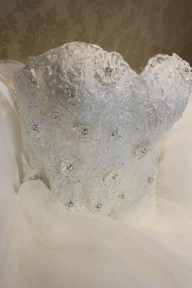 White Lace Wedding Ball Gowns At Bling Brides Bouquet- Online Bridal Store